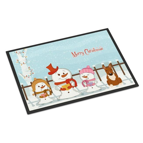 Carolines Treasures BB2465MAT Merry Christmas Carolers Bull Terrier Red Indoor or Outdoor Mat 18 x 0.25 x 27 in.