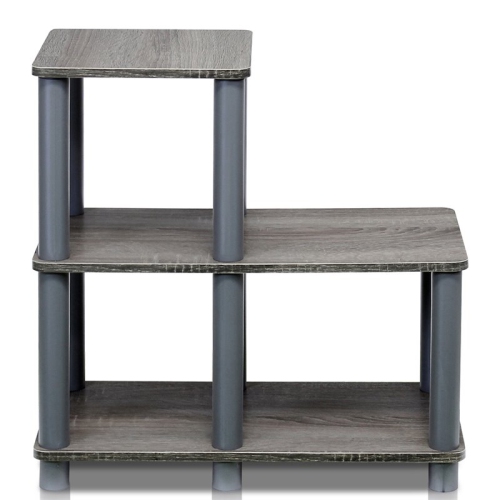 Furinno Turn-N-Tube Accent Decorative Shelf French Oak & Grey - 19.9 x 18.9 x 9.4 in.