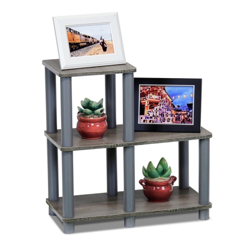 Furinno Turn-N-Tube Accent Decorative Shelf French Oak & Grey - 19.9 x 18.9 x 9.4 in.
