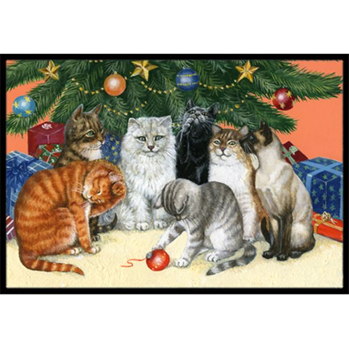 Carolines Treasures BDBA0345JMAT Cats Under the Christmas Tree Indoor or Outdoor Mat 24 x 36
