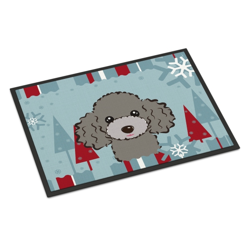 Carolines Treasures BB1755JMAT Winter Holiday Silver Gray Poodle Indoor & Outdoor Mat 24 x 36 in.