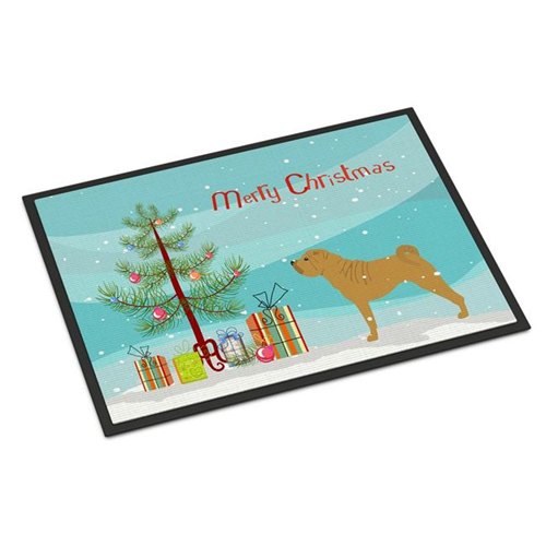 Carolines Treasures BB2970JMAT Shar PEI Merry Christmas Tree tapis d'intérieur ou d'extérieur 24 x 36 pi