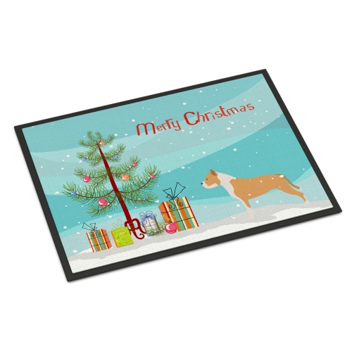 Carolines Treasures BB2972JMAT Staffordshire Bull Terrier Merry Christmas Tree Indoor or Outdoor Mat 24 x 36