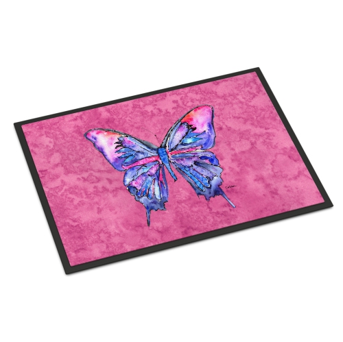 Carolines Treasures 8859JMAT 24 x 36 in. Butterfly On Pink Indoor Or Outdoor Doormat