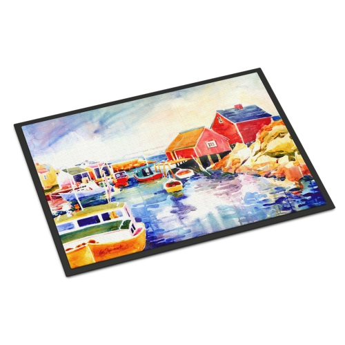 Carolines Treasures 6059JMAT 24 x 36 in. Boats at Harbour with a view Indoor Or Outdoor Mat