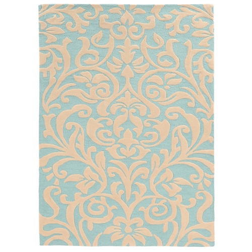 Linon RUGTA40757 5 x 7 ft. Trio 407 Gdamask Indoor Area Rug - Aqua