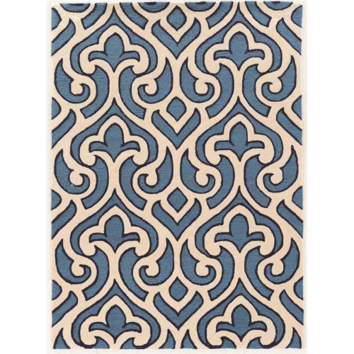 Linon RUGTA55257 5 x 7 ft. Trio Hand Tufted Area Rug - Cream & Blue