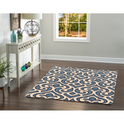 Linon RUGTA55257 5 x 7 ft. Trio Hand Tufted Area Rug - Cream & Blue
