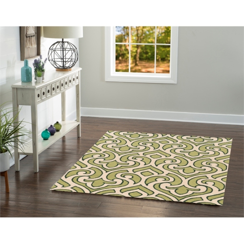 Linon RUGTA55357 5 x 7 ft. Trio Hand Tufted Area Rug - Green & Cream