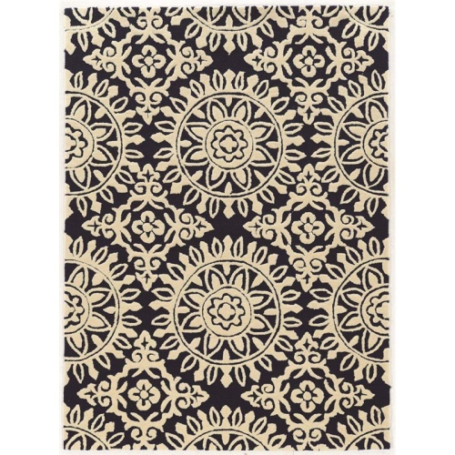 LINON HOME DECOR  Linon Rugta56357 5 X 7 Ft. Trio Medallion Hand Tufted Area Rug - & Cream In Navy
