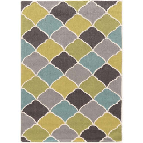 Linon RUGTA70057 5 x 7 ft. Trio Hand Tufted Area Rug - Green Gold & Blue