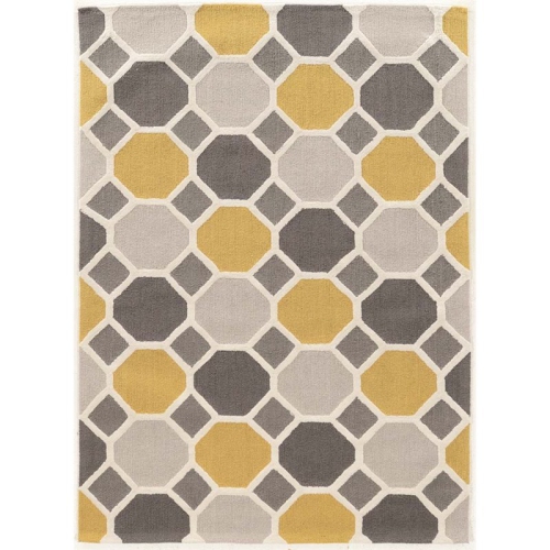 LINON HOME DECOR  Linon Rugta70357 5 X 7 Ft. Trio Ceramic Hand Tufted Area Rug - Gold & Cream In Blue
