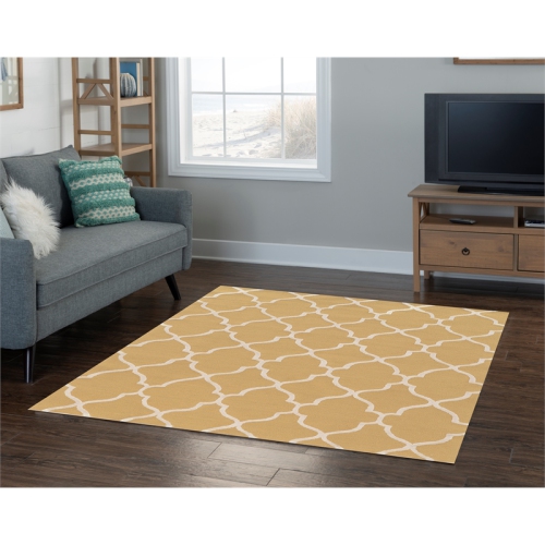 Linon RUGTA70557 5 x 7 ft. Trio Geo Hand Tufted Rug - Yellow & Cream