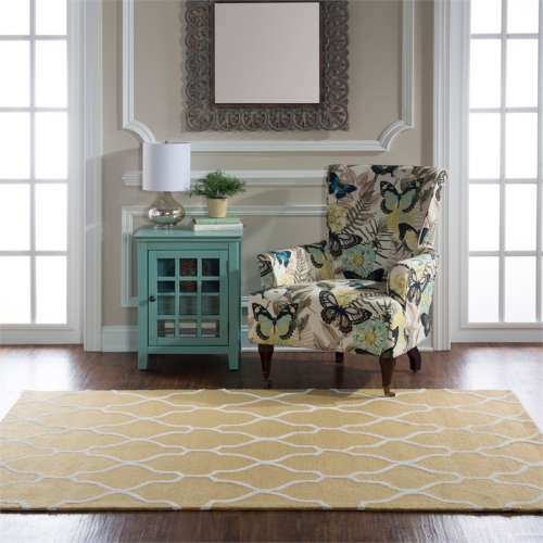 Linon RUGTA70557 5 x 7 ft. Trio Geo Hand Tufted Rug - Yellow & Cream