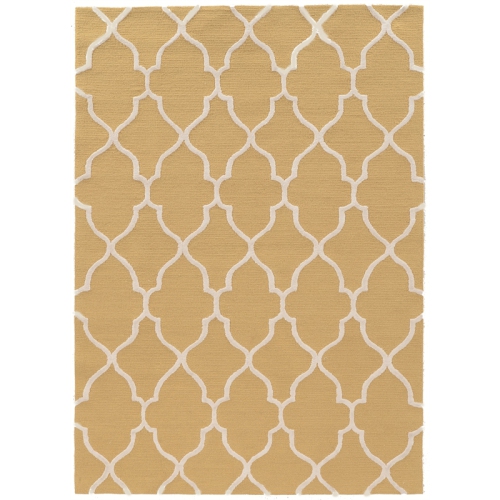 Linon RUGTA70557 5 x 7 ft. Trio Geo Hand Tufted Rug - Yellow & Cream