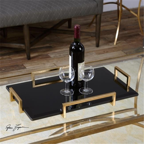 Uttermost 20057 Ettore Black Glass Tray