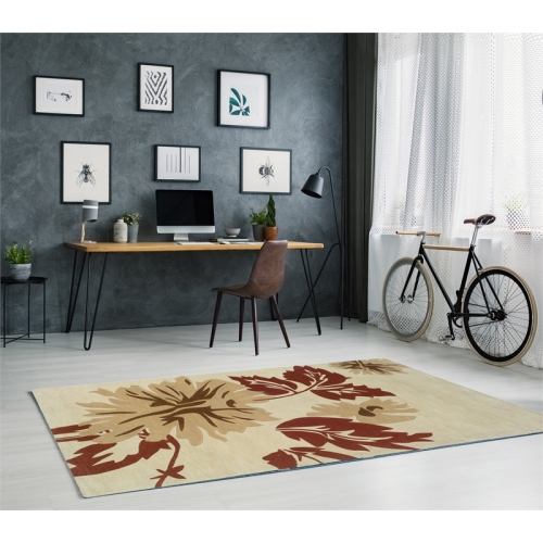 Linon RUG-TATO1757 5 x 7 ft. Trio with Twist Hand Tufted Area Rug - Cream & Beige