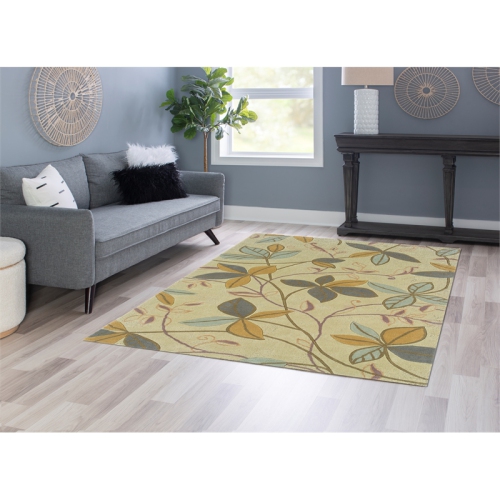 Linon RUG-TAD0357 5 x 7 ft. Trio Tufted Indoor Area Rug - Beige & Blue