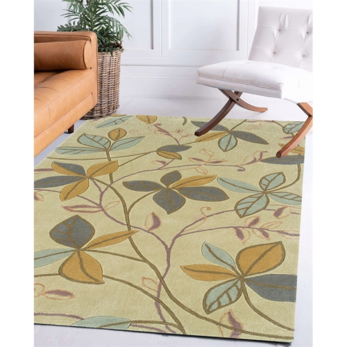 Linon RUG-TAD0357 5 x 7 ft. Trio Tufted Indoor Area Rug - Beige & Blue