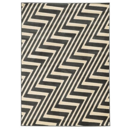 LINON HOME DECOR  Linon Rugra1158 5 X7 Ft. Roma Collection Zigzag Indoor Area Rug - Charcoal & In Grey