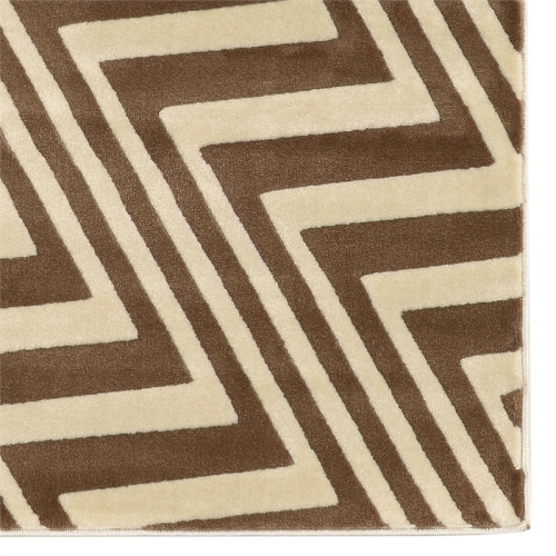Linon RUGRA1258 5x 7 ft. Roma Collection ZigZag Indoor Area Rug - Ivory & Beige