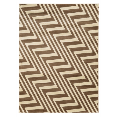 Linon RUGRA1258 5x 7 ft. Roma Collection ZigZag Indoor Area Rug - Ivory & Beige