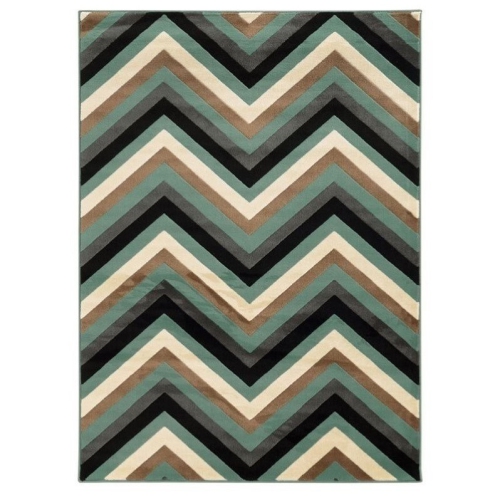 LINON HOME DECOR  Linon Rugra1358 5 X 7 Ft. Roma Collection Chevron Indoor Area Rug - Turquoise & In Grey