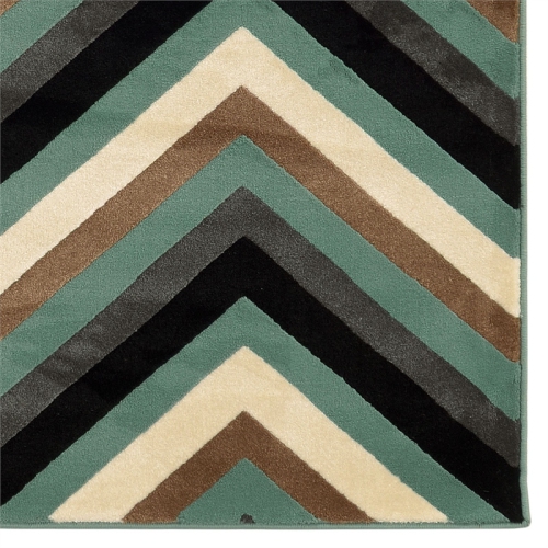 Linon RUGRA1358 5 x 7 ft. Roma Collection Chevron Indoor Area Rug - Turquoise & Grey