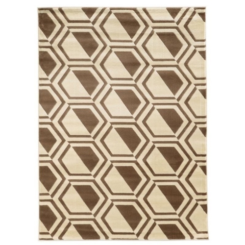Linon RUGRA0458 5 x 7 ft. Roma Collection Comb Indoor Area Rug - Ivory & Beige