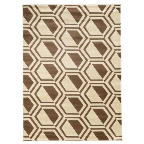 Linon RUGRA0458 5 x 7 ft. Roma Collection Comb Indoor Area Rug - Ivory & Beige