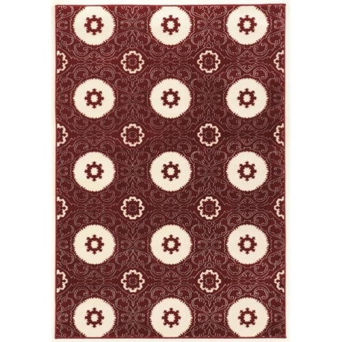 Linon RUGPA1358 5 ft. 3 in. x 7 ft. 6 in. Prisma Karma Indoor Area Rug - Red