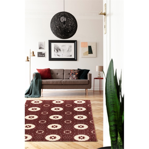 Linon RUGPA1358 5 ft. 3 in. x 7 ft. 6 in. Prisma Karma Indoor Area Rug - Red