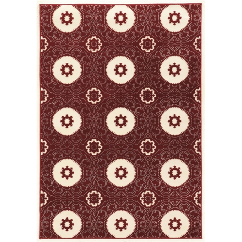 Linon RUGPA1358 5 ft. 3 in. x 7 ft. 6 in. Prisma Karma Indoor Area Rug - Red