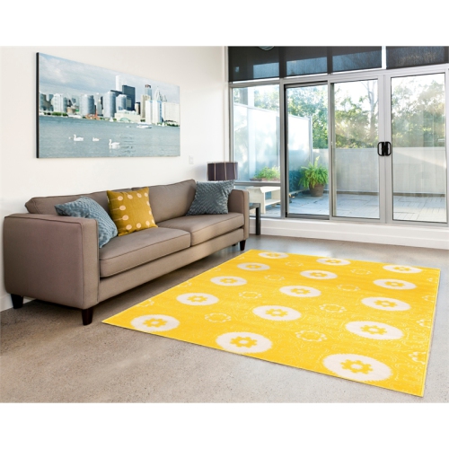 Linon RUGPA1458 5 ft. 3 in. x Prisma Karma Indoor Area Rug - Yellow