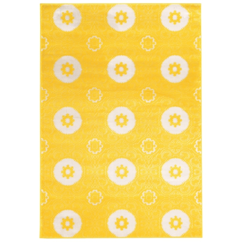 Linon RUGPA1458 5 ft. 3 in. x Prisma Karma Indoor Area Rug - Yellow