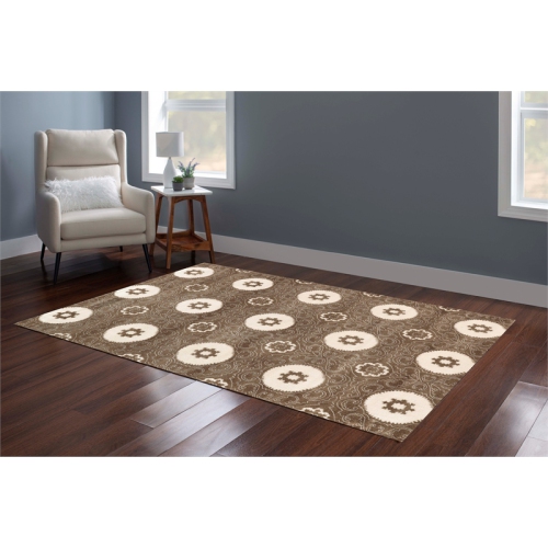 Linon RUGPA1558 5 ft. 3 in. x 7 ft. 6 in. Prisma Karma Indoor Area Rug - Brown