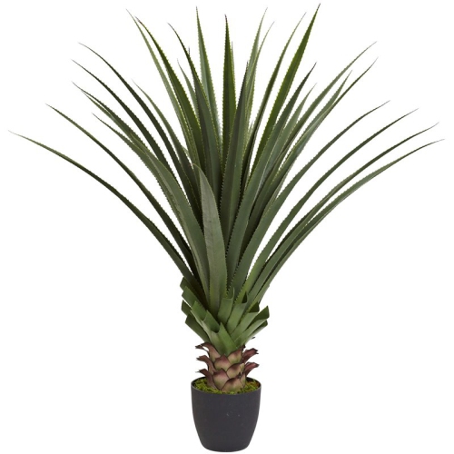 Nearly Natural 48" Spiked Agave Plant with 361 Leaves in Green/Black