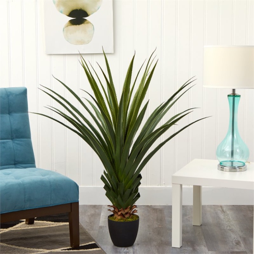 Nearly Natural 48" Spiked Agave Plant with 361 Leaves in Green/Black