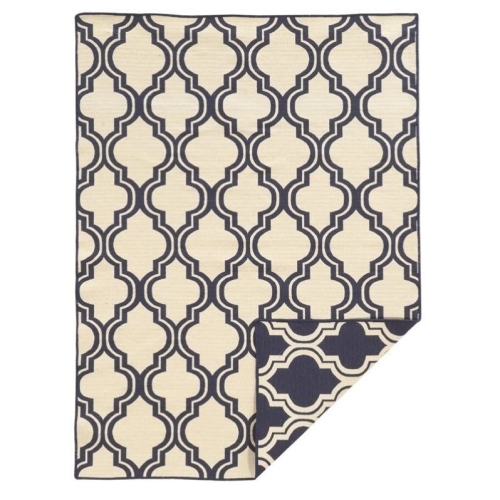 LINON HOME DECOR  Linon Rug-Sa2258 5 X 8 Ft. Salonika Quatrefoil Indoor Area Rug - Insignia In Blue