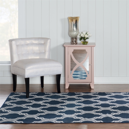 Linon RUG-SA2258 5 x 8 ft. Salonika Quatrefoil Indoor Area Rug - Insignia Blue