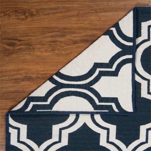 Linon RUG-SA2258 5 x 8 ft. Salonika Quatrefoil Indoor Area Rug - Insignia Blue