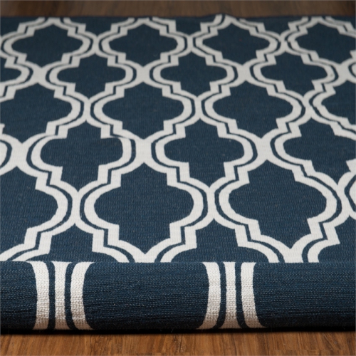 Linon RUG-SA2258 5 x 8 ft. Salonika Quatrefoil Indoor Area Rug - Insignia Blue