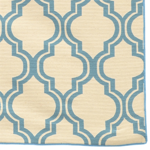 Linon RUG-SA2358 5 x 8 ft. Salonika Quatrefoil Indoor Area Rug - Light Blue