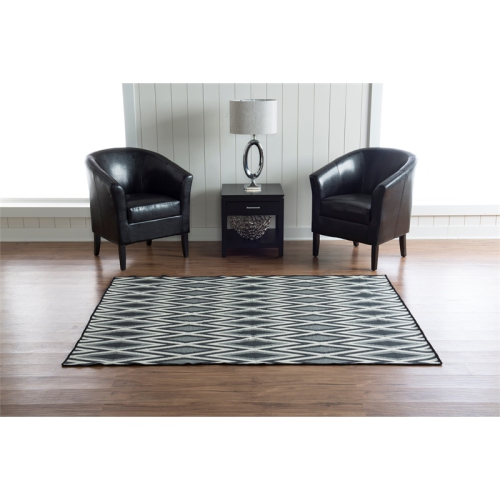 Linon RUG-SA3157 5 x 8 ft. Salonika Diamond Wool Rug - Grey Black & Cream