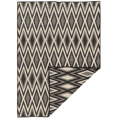 Linon RUG-SA3157 5 x 8 ft. Salonika Diamond Wool Rug - Grey Black & Cream