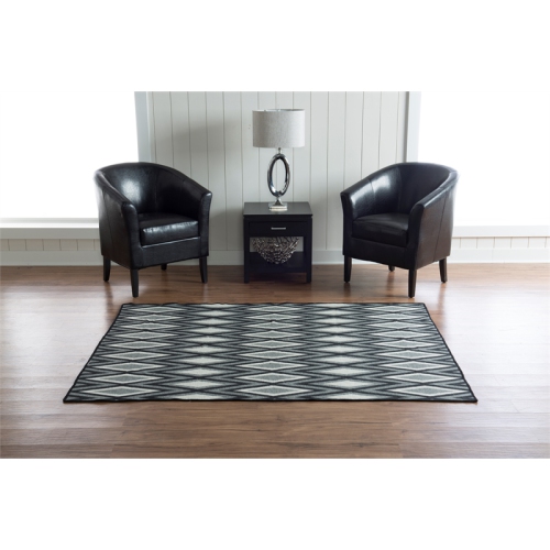 Linon RUG-SA3157 5 x 8 ft. Salonika Diamond Wool Rug - Grey Black & Cream