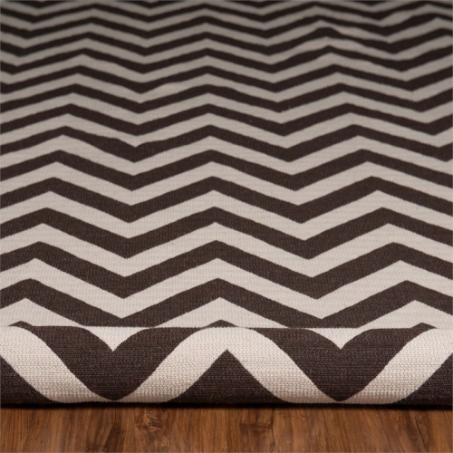 Linon RUG-SA0358 5 ft. x 8 ft. Salonika Flat Woven Area Rug - Brown