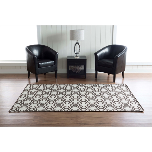Linon RUG-SA1158 5 ft. x 8 ft. Salonika Flat Woven Area Rug - Brown