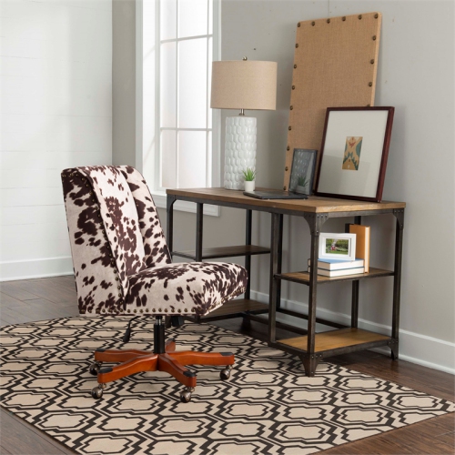Linon RUG-SA1158 5 ft. x 8 ft. Salonika Flat Woven Area Rug - Brown