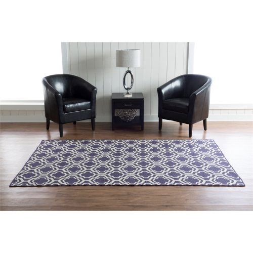Linon RUG-SA1258 5 ft. x 8 ft. Salonika Flat Woven Area Rug - Purple